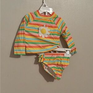 Little Me Multicolor Striped Kids Swim Rashguard Set